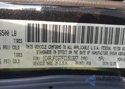 2015 Jeep Grand Cherokee Overland из США, поврежденный, VIN 1C4RJFCG7FC151327